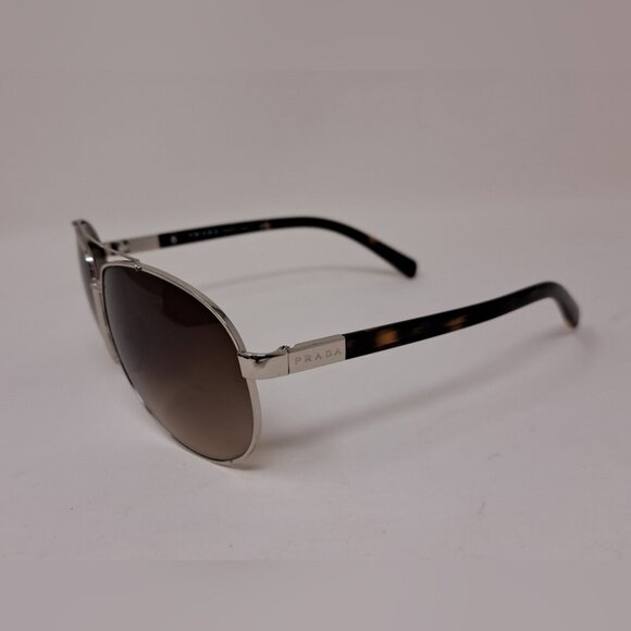 Prada Sunglasses Aviator Silver Brown Tinted Metal SPR670 1BC-6S1 63-13-135 - Picture 9 of 15